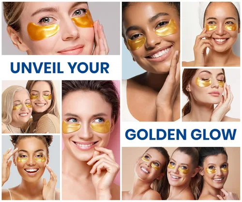 Miniatura 8 de Stylia Parches para usar debajo de los ojos para ojos hinchados y ojeras (20 pares) – Mascarilla de oro de 24 quilates para usar debajo de los ojos