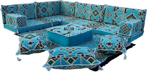 Miniatura 16 de arabicsofa Juego de sofás árabes tradicionales en forma de L - Sofás seccionales marroquíes - Asientos Majlis orientales para sala de estar