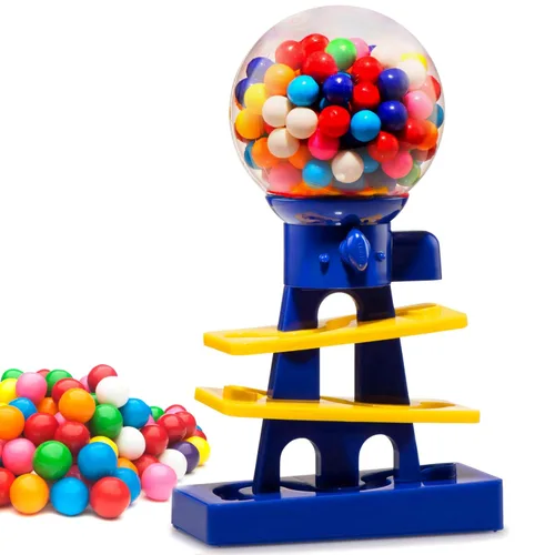 Máquina de chicles Tower para niños - máquina de chicles de 10 pulgadas y banco de juguetes - dispensador de máquina de dulces incluye 25 bolas de
