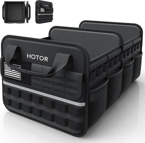 Miniatura 10 de HOTOR Organizador táctico para maletero de automóvil, organizador plegable para maletero de SUV con bolsillo frontal Molle y tiras reflectantes