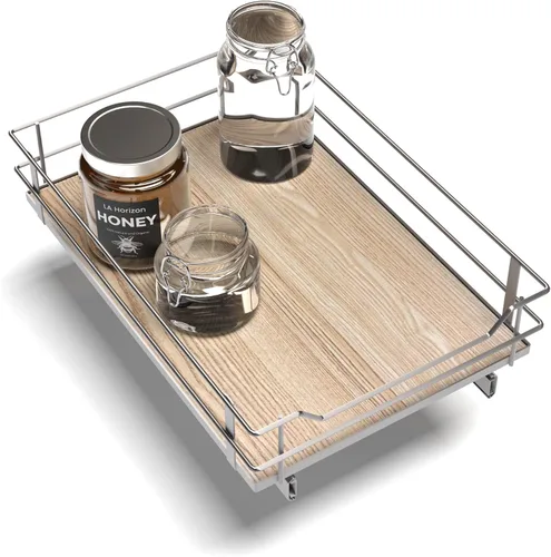 Home Zone Living Organizador de gabinete de cocina extraíble con cajón deslizante para almacenamiento que ahorra espacio, 14"A x 21"L, acabado de
