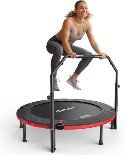 Miniatura 13 de BCAN SP3 40"/48" Foldable Mini Trampoline, Rebounder Trampoline for Adults, U/T Adjustable Foam Handle, Exercise Rebounder for Adults Indoor/Garden