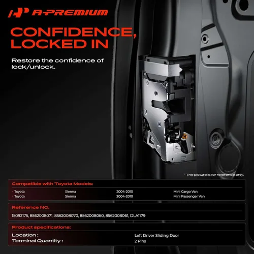 Miniatura 2 de A-Premium Actuador de puerta corredera del lado izquierdo del conductor Compatible con vehículos Toyota - Sienna 2004-2010, para motor de liberación