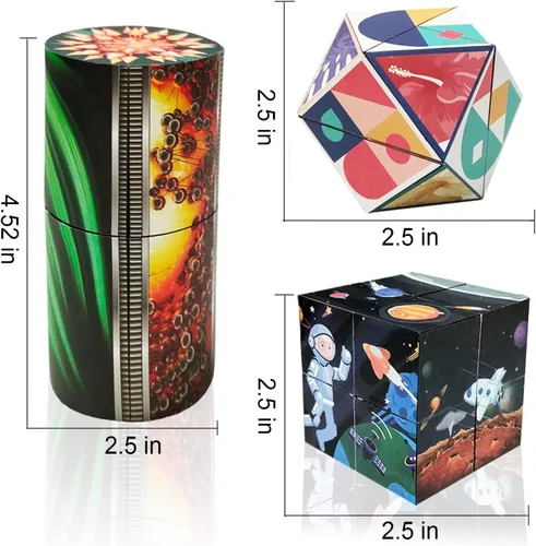 Miniatura 6 de Juego de cubos mágicos 3D Flips, paquete de 3 juguetes para ansiedad de cubo infinito, transforman cubos de rompecabezas para aliviar el estrés