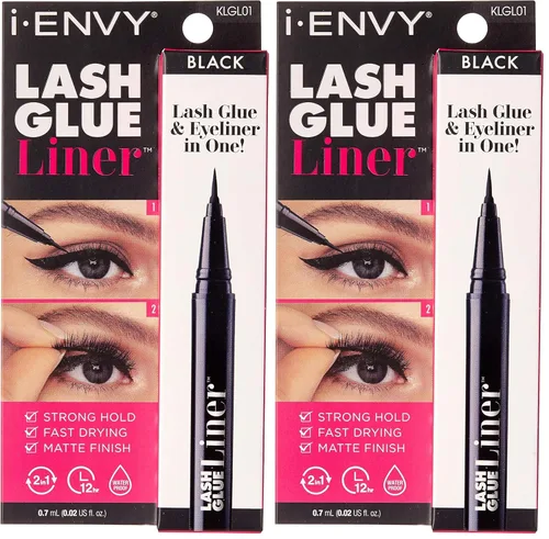 Miniatura 10 de i-Envy - Pegamento de pestañas 2 en 1, adhesivo de pestañas y delineador de ojos en uno (0.02 onzas), aplicación rápida y precisa, acabado mate