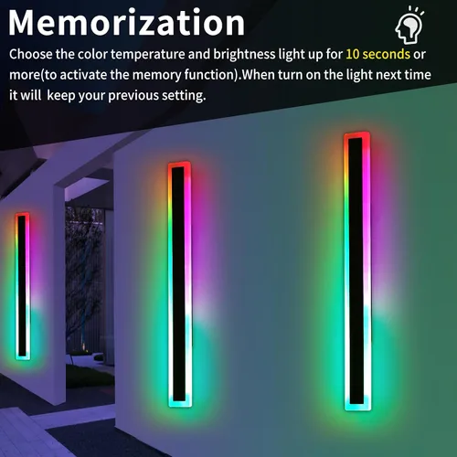Miniatura 21 de Luz de pared exterior moderna de 47 pulgadas, accesorios de iluminación exterior de acrílico negro de 3000K, montaje en pared, luces de porche