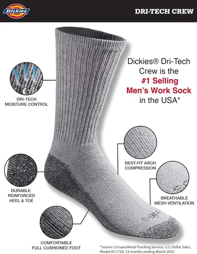 Miniatura 2 de Dickies Men's Dri-tech Legacy Moisture Control Crew Socks Multipack