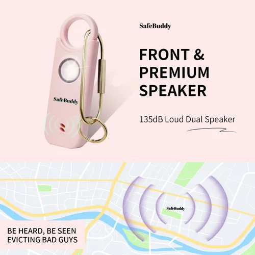 Miniatura 4 de Alarma personal para mujeres, hombres, niños, ancianos, autodefensa, diseñada por mujeres, altavoces adicionales de 140 dB con luz estroboscópica