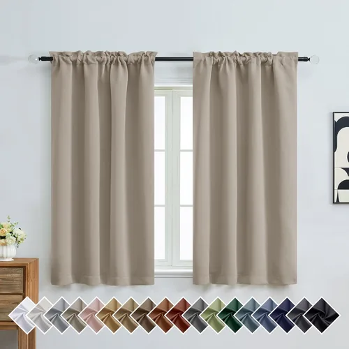 Miniatura 235 de OVZME Cortinas opacas turquesa para tratamiento de ventanas pequeñas, cortinas cortas con bloqueo de luz para ventana de cocina sobre el fregadero