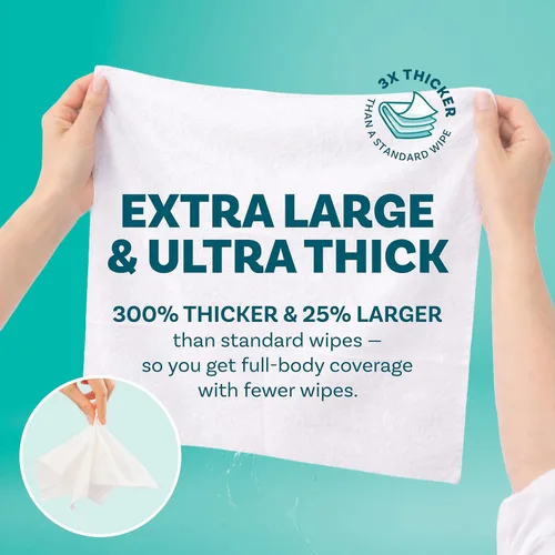 Miniatura 2 de Toallitas de baño extra grandes sin enjuague para adultos - 40 paños desechables para limpieza corporal para hombres, mujeres y personas mayores