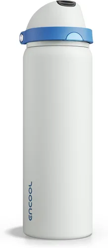 Miniatura 49 de ENCOOL Botella de agua aislada con popote, botella de agua de acero inoxidable con tapa de botón, a prueba de fugas y sin BPA, mantiene el frío Atún