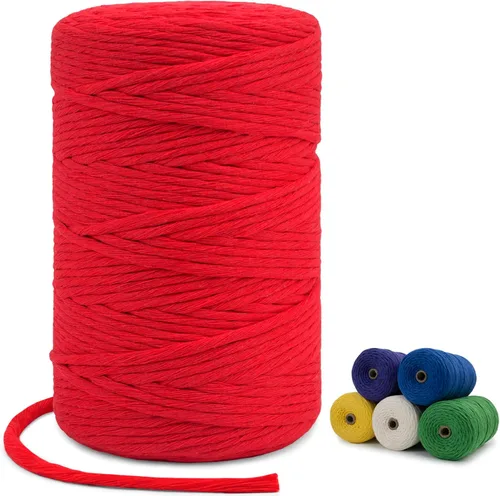 Miniatura 46 de Cuerda de macramé de una sola hebra de 0.197 in x 110 yardas, cuerda de macramé de algodón natural de 0.197 in, cuerda de algodón grueso para colgar
