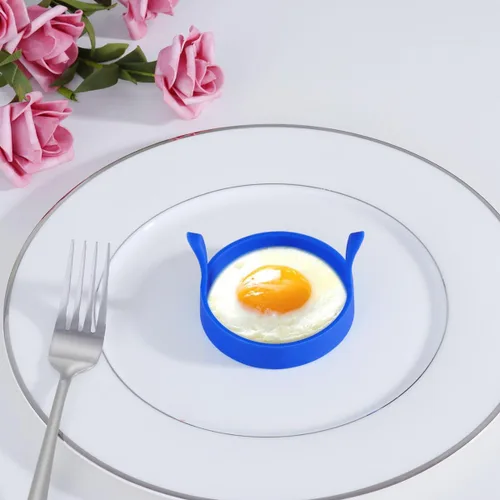Miniatura 6 de 4 piezas de anillos de huevo de silicona, moldes antiadherentes redondos para desayuno, herramienta de molde para el hogar, anillos de cocina, molde