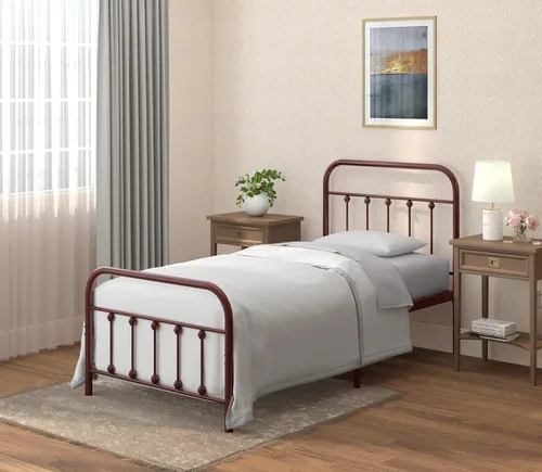 Miniatura 17 de AMBEE21 Golden Gate Beds Marco de Cama de Metal de Estilo Vintage Tamaño King con Cabecera y Pie de Cama de Hierro Forjado – Cama de Plataforma Negro