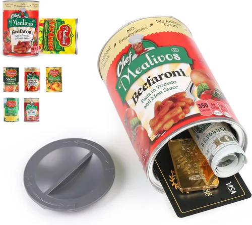 Miniatura 16 de Caja de seguridad falsa con forma de lata, perfecta para ocultar almacenamiento, llave, efectivo, joyas, tarjeta (1- Estilo francés de judías verdes)