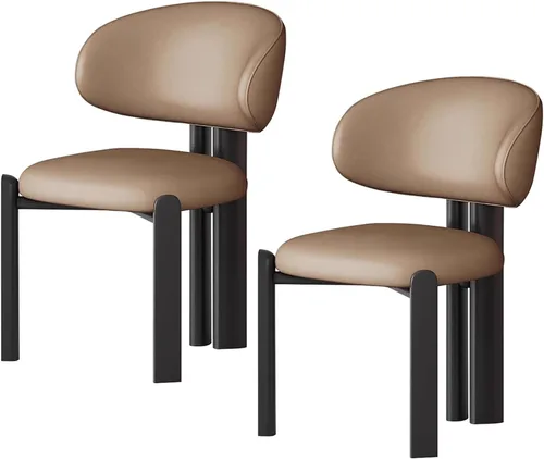 Miniatura 10 de Juego de 2 sillas de comedor tapizadas modernas, diseño cómodo con respaldo curvado para cocina, sala de estar, dormitorio u oficina