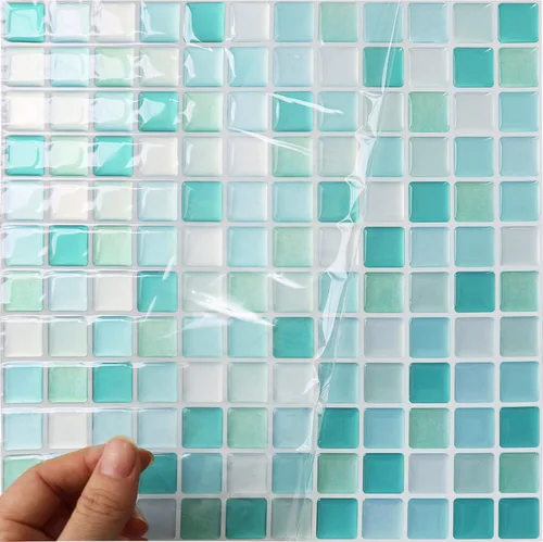 HyFanStr Adhesivos de azulejos de mosaico 3D para despegar y pegar, decoración del hogar para cocina, baño, 9.26 x 9.26 pulgadas (paquete de 4)
