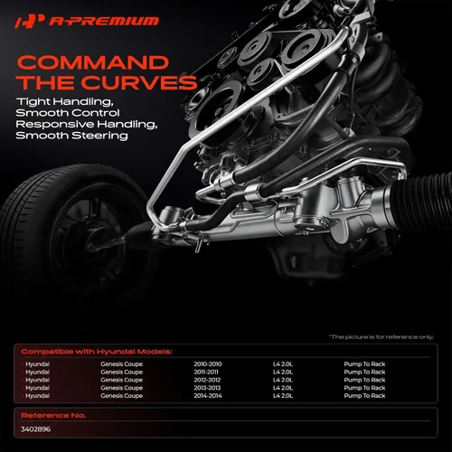 Miniatura 2 de A-Premium Conjunto de línea de manguera de presión de dirección asistida compatible con Hyundai Genesis Coupe 2010 2011 2012 2013 2014, 2.0L RWD