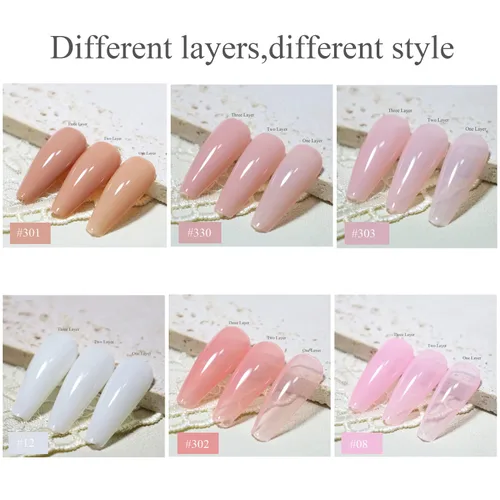 Miniatura 6 de FZANEST Juego de Esmalte de Uñas de Gel Transparente Rosa Desnudo, Kit de Esmalte de Uñas de Gel de 6 Colores, Rosa Natural Translúcido Lechoso, Kit
