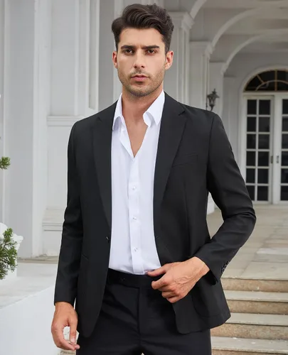 Miniatura 5 de Blazer casual para hombre, chaqueta de lino ajustada, chaquetas de traje para hombre, blazer casual, abrigo deportivo, trajes de lino