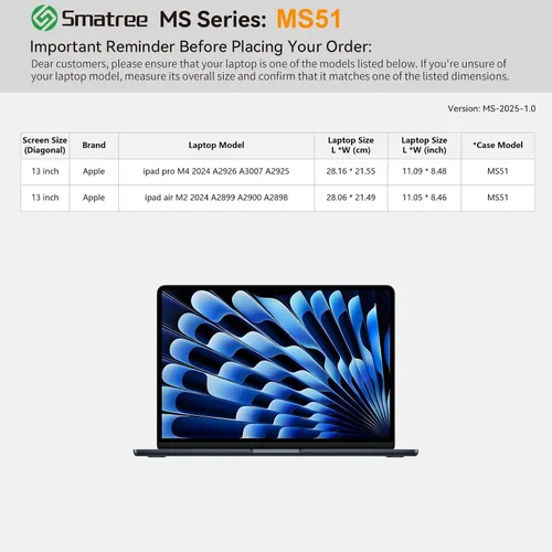Miniatura 2 de Smatree MS51 - Funda protectora rígida de EVA con soporte compatible con Apple iPad Air M3 2025/M2 2024, iPadPro M4 2024, compatible con iPad