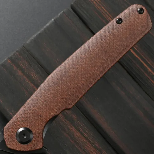Miniatura 5 de Sitivien Cuchillo plegable ST102, hoja de acero D2+mango Micarta EDC herramienta cuchillo para exteriores, camping, caza, supervivencia (marrón)