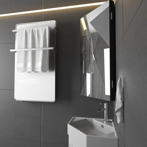 Miniatura 8 de eclife Armario de medicina de esquina de baño de 24 pulgadas con espejo, gabinete de espejo de pared negro de una sola puerta, gabinete