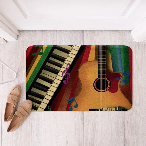 Miniatura 8 de Alfombra de baño de guitarra roja, antideslizante con música hip pop, decoración del hogar, para interiores y niñas, diseño de guitarra roja, tapete