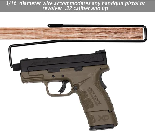 Miniatura 2 de Hold Up Displays Estante seguro para pistola o estantería de almacenamiento de pistola montada en estantería, HD84, negro 3 PAQUETES