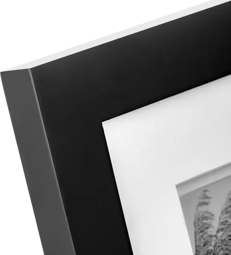 Miniatura 8 de Gallery Solutions - Marco de fotos negro plano de 8 x 10 pulgadas - Soporte de mesa o pared - Para fotos de 5 x 7 pulgadas con doble paspartú blanco