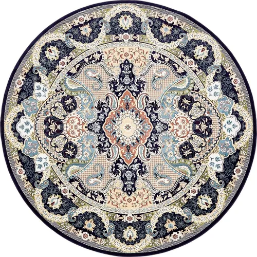 Miniatura 13 de Unique Loom Narenj Collection - Alfombra clásica con diseño texturizado de medallón, 3 x 5 pies, color azul y negro