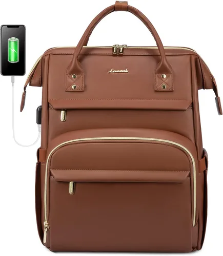 Miniatura 8 de LOVEVOOK - Mochila para laptop para mujer, mochila de moda para mujer.., Rojo Marrón, 15,6 pulg., Mochilas de viaje
