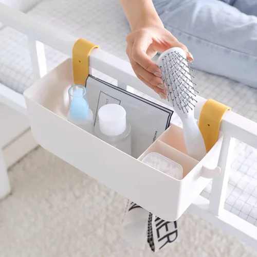 Organizador de plástico para colgar en la mesita de noche, organizador de estante de almacenamiento para teléfono, lentes, botellas, suministros de