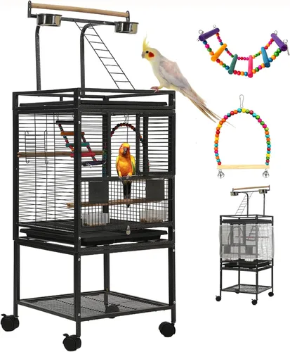 Jaula para pájaros pequeña de 51 pulgadas con soporte, jaula para periquitos, jaula de loro con juguetes de periquitos, accesorios para agapornis,