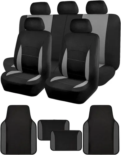 Miniatura 29 de Flying Banner Fundas de asiento de coche, asientos delanteros, asiento trasero, poliéster, protectores de asiento de automóvil, instalaciones Negro