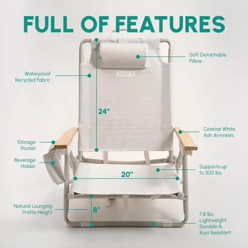 Miniatura 3 de SUN'Y Escapes - Silla de playa tipo mochila, fabricada con plásticos encuadernados al océano, personalizable con accesorios MOLLE, ultraligera