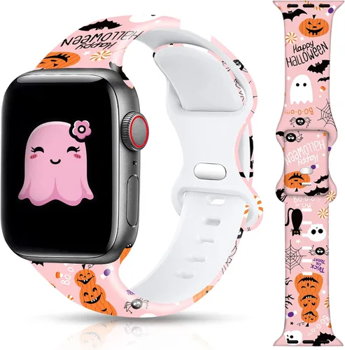 Miniatura 17 de Correa de reloj de Navidad para Halloween compatible con Apple Watch Band de 1.496 in, 1.575 in, 1.614 in, 1.654 in, 1.732 in, 1.772 in, iWatch