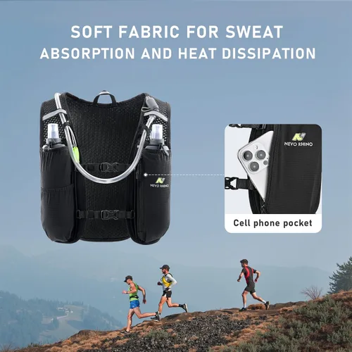 Miniatura 3 de N NEVO RHINO Chaleco para Correr, Chaleco de Hidratación Ligero, Mochila de Agua Aislada con Vejiga de Agua de 1.5L para Senderismo, Camino