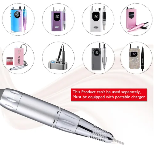 Miniatura 3 de AZ GOGO Pieza de mano para TP283 - Taladro de uñas eléctrico portátil de 30000 RPM para uñas acrílicas (necesita cargador portátil)