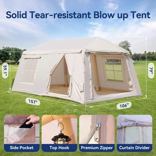 Miniatura 8 de Inflatable Blow Up Tents for Camping,Waterproof Oxford Hot Tent with Manual Pump,Spacious Easy Setup Inflatable Camping Air Tent for Family Glamping