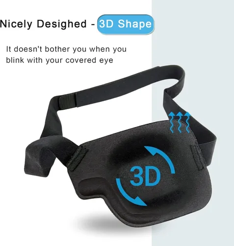 Miniatura 5 de Parches oculares para adultos y niños, 2 piezas 3D parche médico ajustable para ojo perezoso ambliopía estrabismo y después de cirugía para ojo Ojo
