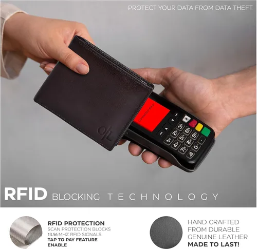 Miniatura 3 de Carteras RFID delgadas para hombres - Cartera de bolsillo frontal de piel genuina