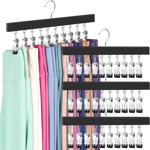 Miniatura 8 de Organizador de leggings para armario, perchas para pantalones con clips con capacidad para 20 leggings, jeans, sombreros, pantalones cortos