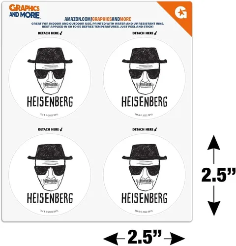 Miniatura 4 de Breaking Bad Classic Heisenberg - Juego de imanes circulares de vinilo para refrigerador