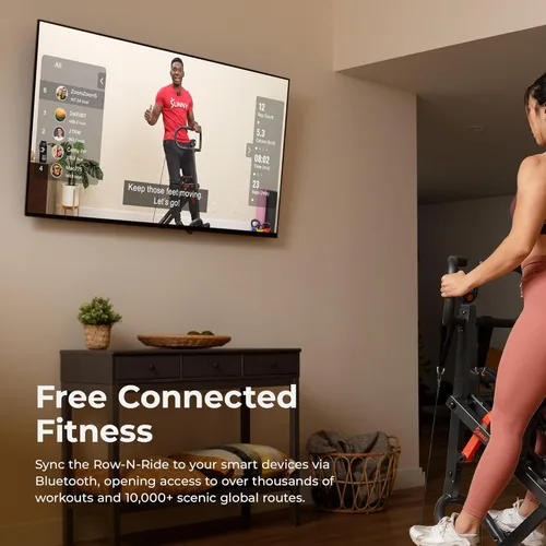 Miniatura 3 de Sunny Health & Fitness Row-N-Ride PRO, máquina de sentadillas completa para todo el cuerpo con banda de resistencia opcional, fácil de instalar