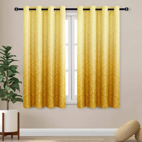 Miniatura 21 de DWCN - Cortinas blackout para dormitorio, diseño de damasco con aislamiento térmico y ojales, para sala de estar, juego de 2 paneles de cortina Gris