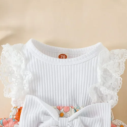 Miniatura 52 de Mubineo Ropa de verano para bebé niña, sin mangas, encaje floral, vestido de mameluco para recién nacido