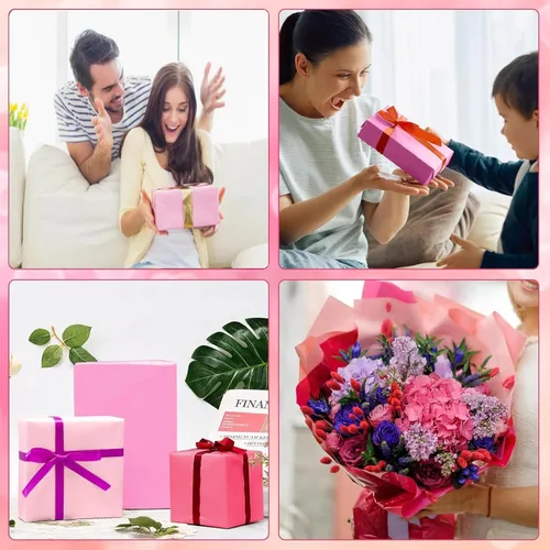Miniatura 3 de 60 hojas de papel de seda para bolsas de regalo, papel de seda de envoltura rosa mixto a granel para decoración, manualidades, cumpleaños, boda