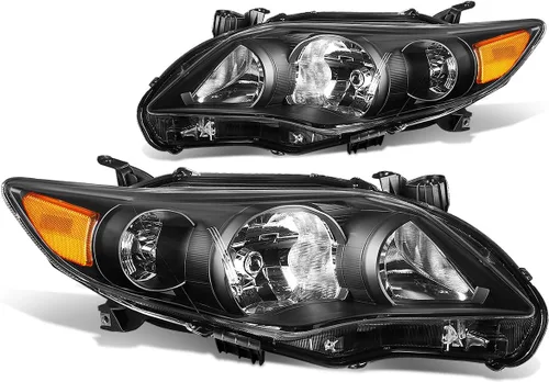 Miniatura 6 de DNA Motoring Juego de faros compatible con sedán Toyota Corolla 2011-2013, cromado/ámbar, HL-OH-TCOR11-CH-AM ámbar cromado