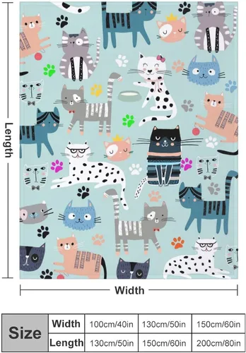 Miniatura 2 de Manta de franela súper suave con diseño de gato, acogedora y ligera para mujeres, niños y adultos, 50 x 40 pulgadas